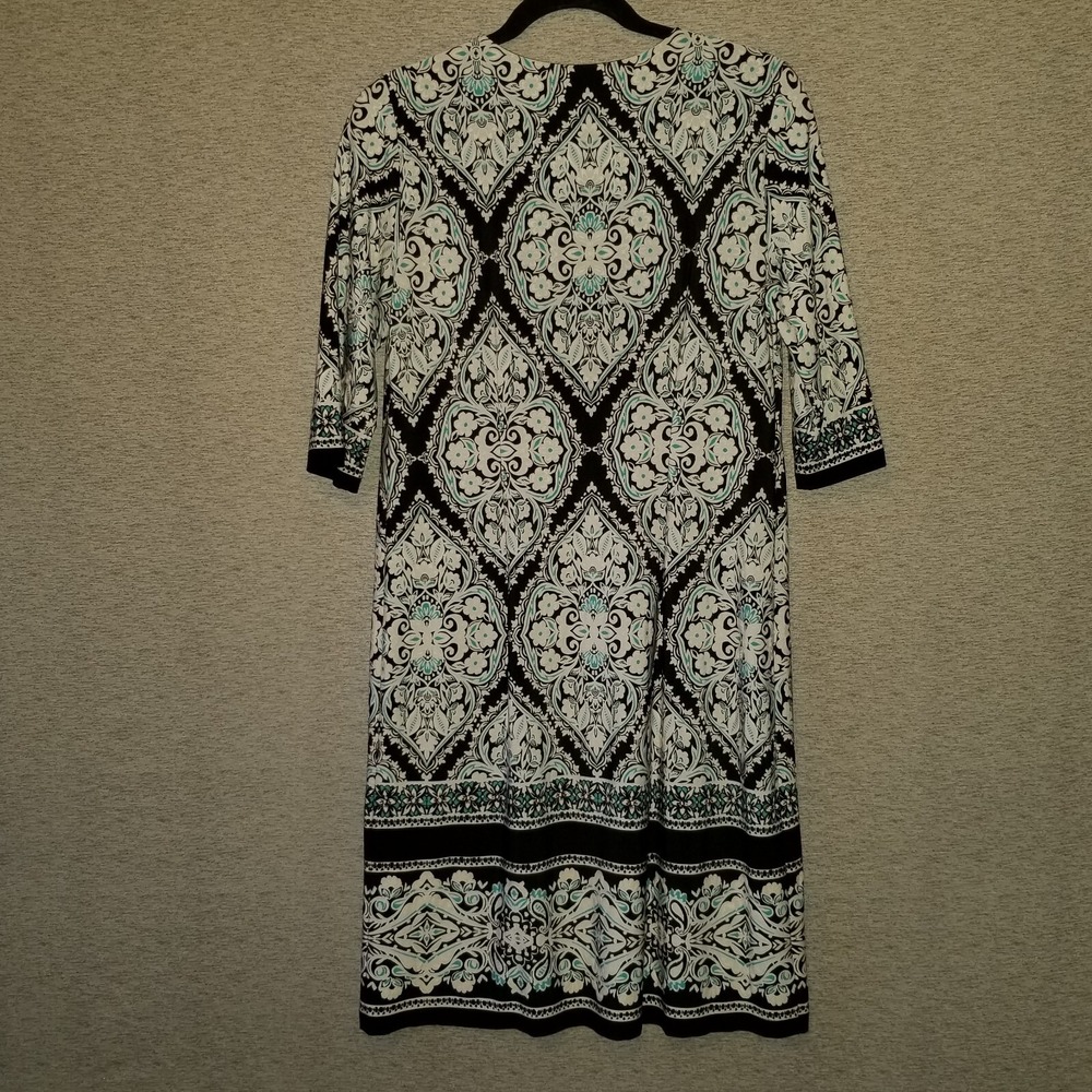 Studio One New York Shift Dress Textured Print Hardware Stretch Boho Size Small - Picture 9 of 9